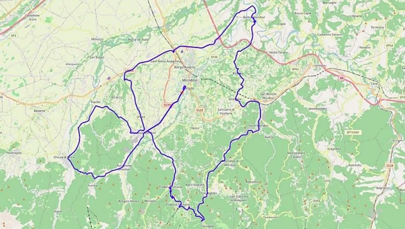mappa percorso mediofondo Valli Monregalesi
